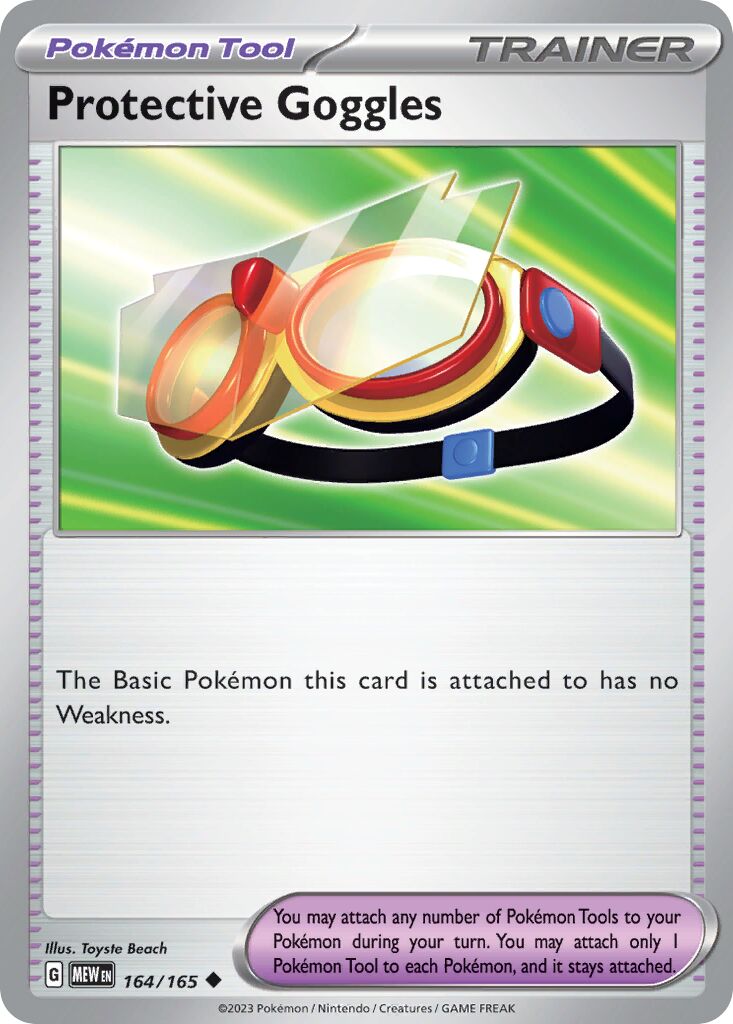 Protective Goggles 164/165 — 151 (English Pokémon TCG card)