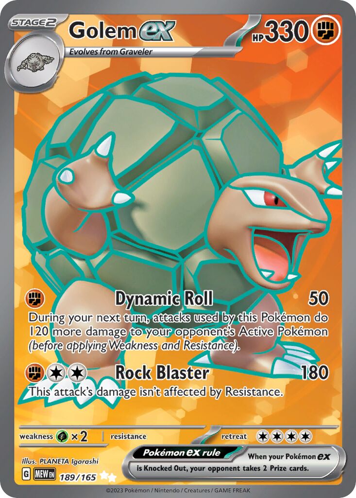 Golem ex 189/165 — 151 (English Pokémon TCG card)