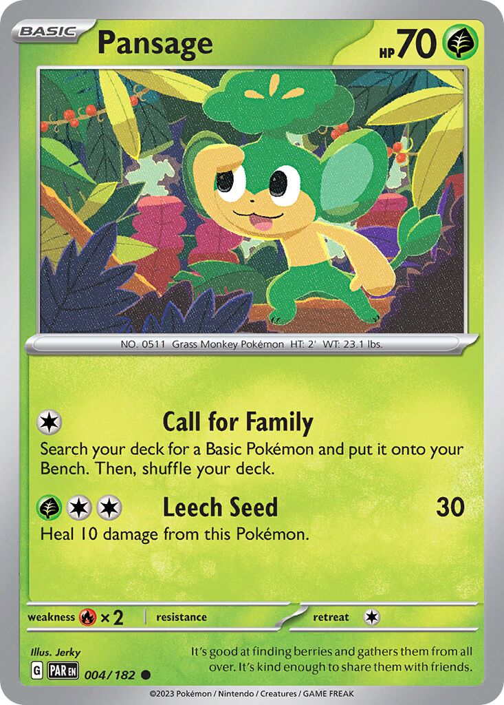 Pansage 004/182 — Paradox Rift (English Pokémon TCG card)