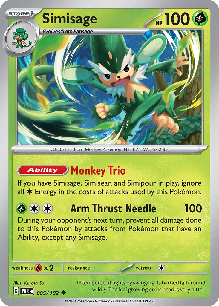 Simisage 005/182 — Paradox Rift (English Pokémon TCG card)