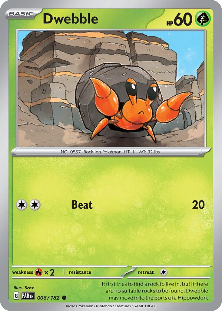 Dwebble 006/182 — Paradox Rift (English Pokémon TCG card)