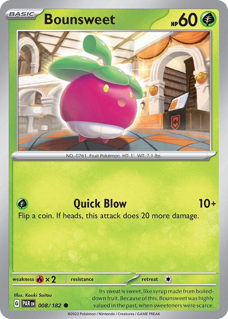Bounsweet 008/182 — Paradox Rift (English Pokémon TCG card)