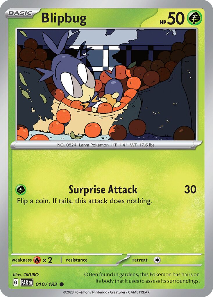 Blipbug 010/182 — Paradox Rift (English Pokémon TCG card)