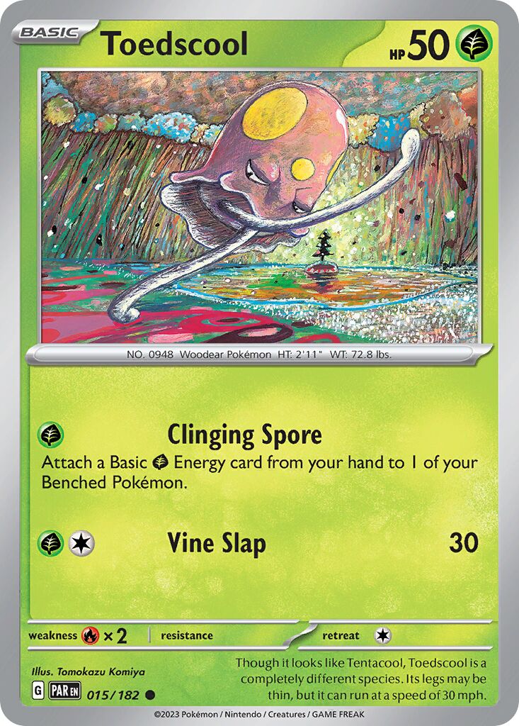 Toedscool 015/182 — Paradox Rift (English Pokémon TCG card)