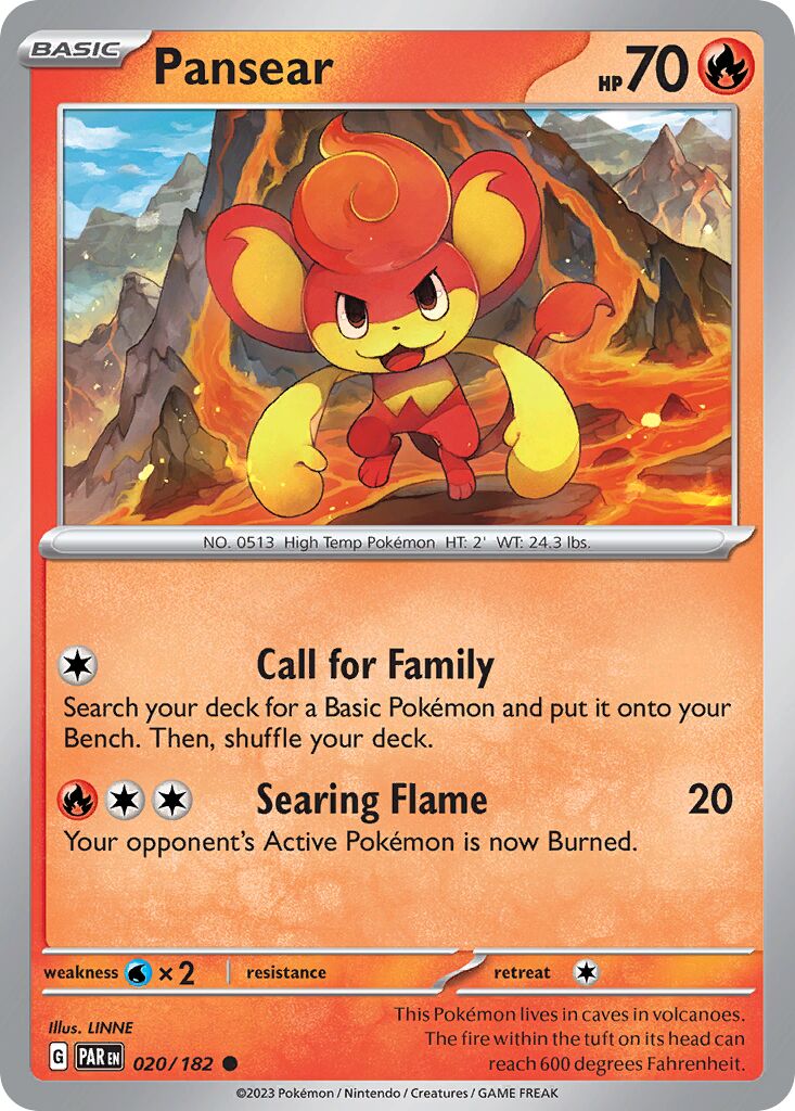 Pansear 020/182 — Paradox Rift (English Pokémon TCG card)