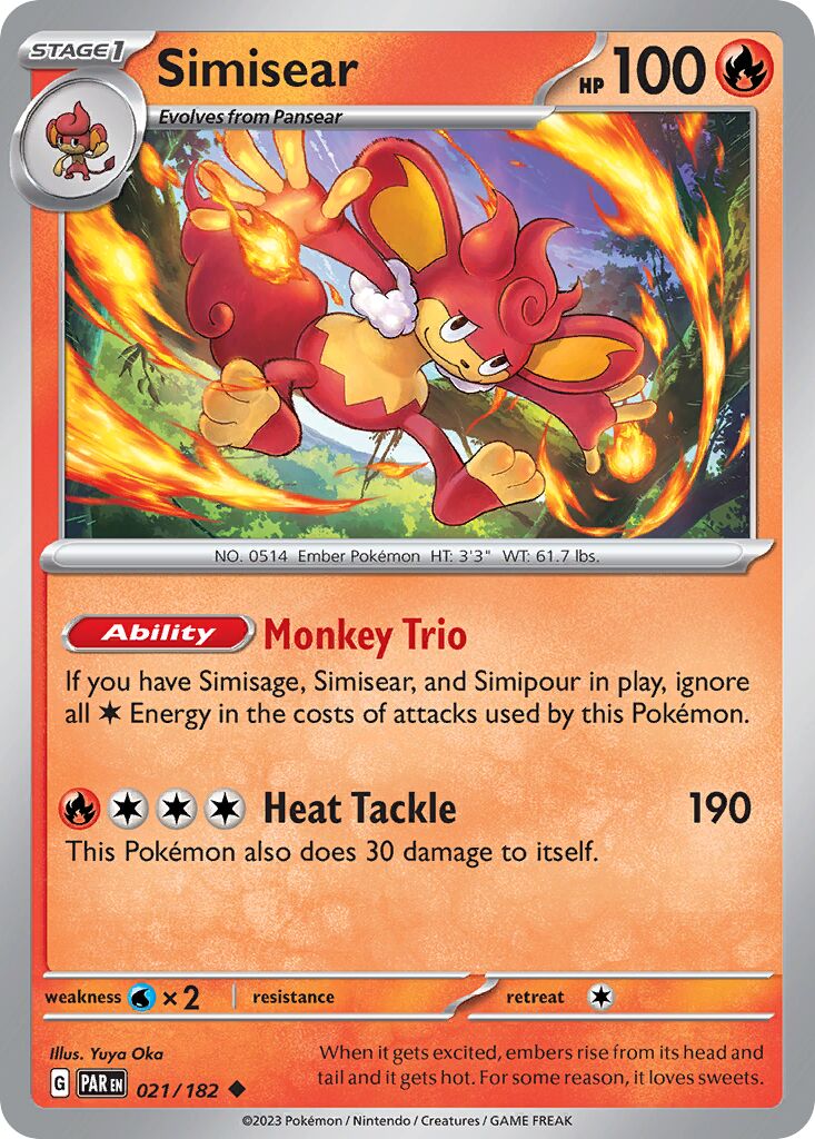 Simisear 021/182 — Paradox Rift (English Pokémon TCG card)