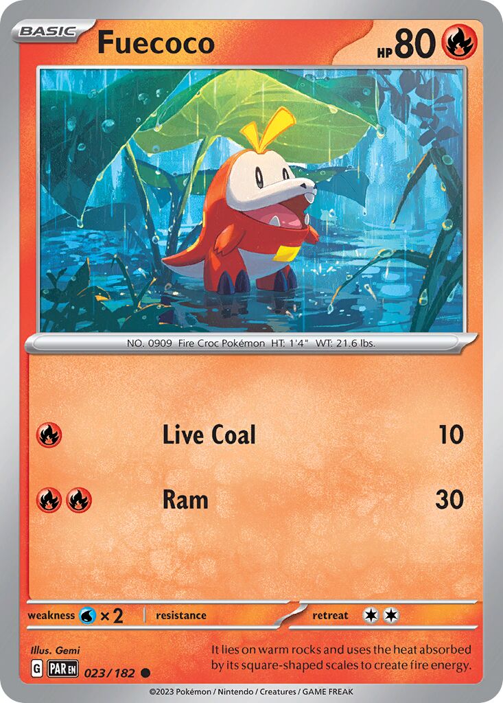 Fuecoco 023/182 — Paradox Rift (English Pokémon TCG card)