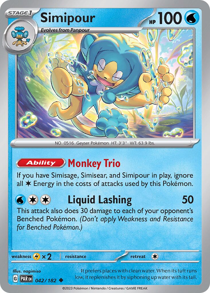 Simipour 042/182 — Paradox Rift (English Pokémon TCG card)