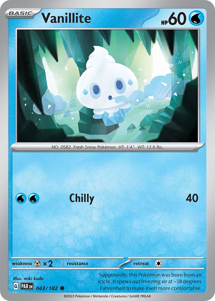 Vanillite 043/182 — Paradox Rift (English Pokémon TCG card)