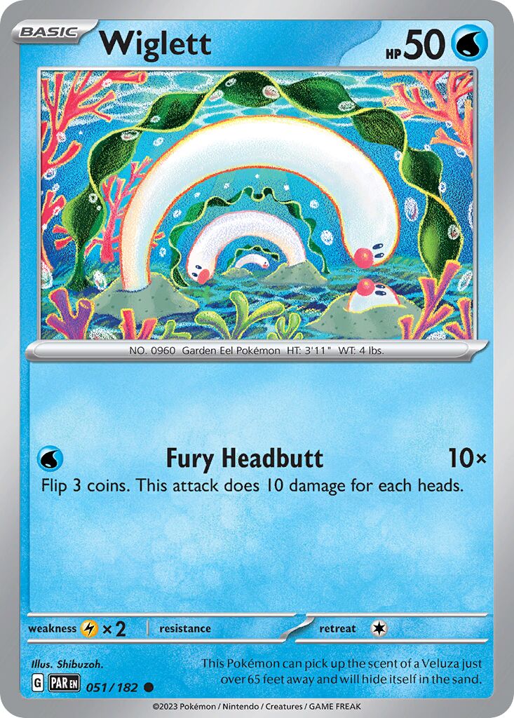 Wiglett 051/182 — Paradox Rift (English Pokémon TCG card)