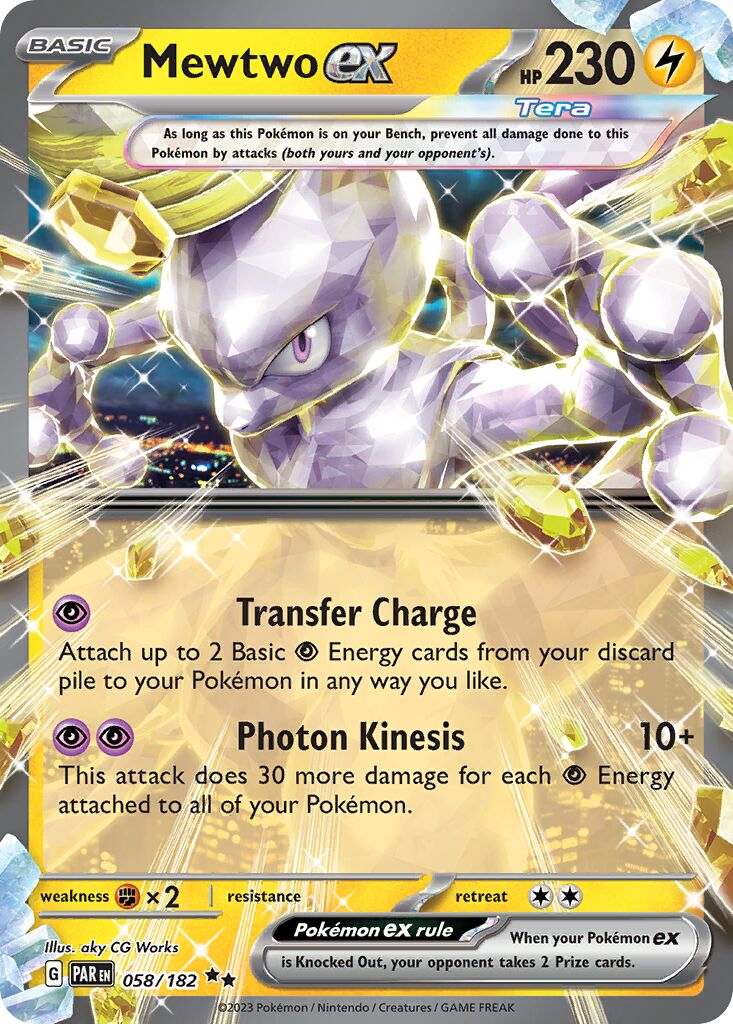 Mewtwo ex 058/182 — Paradox Rift (English Pokémon TCG card)