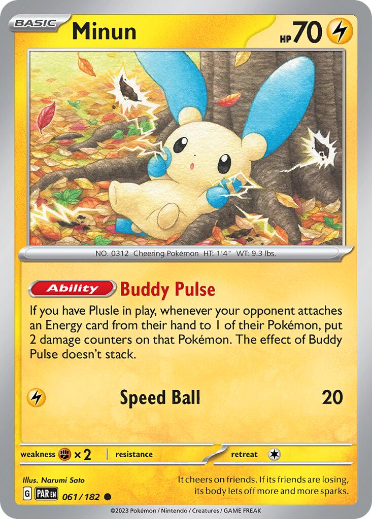 Minun 061/182 — Paradox Rift (English Pokémon TCG card)