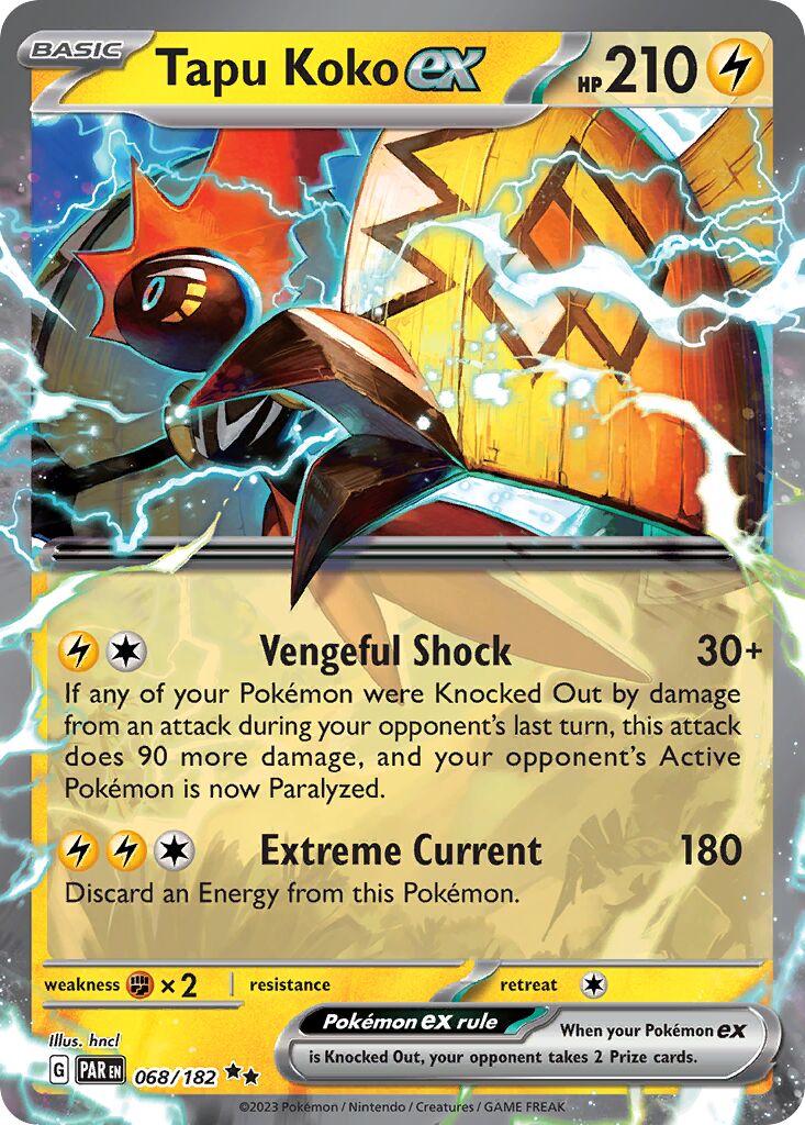 Tapu Koko ex 068/182 — Paradox Rift (English Pokémon TCG card)
