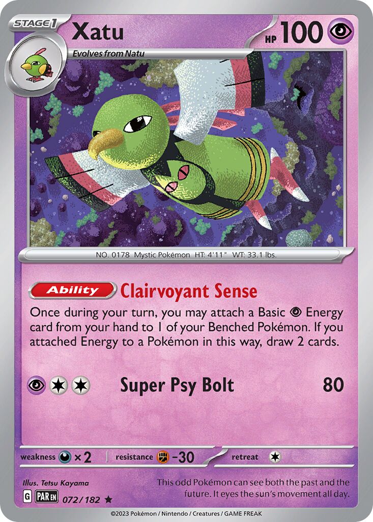Xatu 072/182 — Paradox Rift (English Pokémon TCG card)
