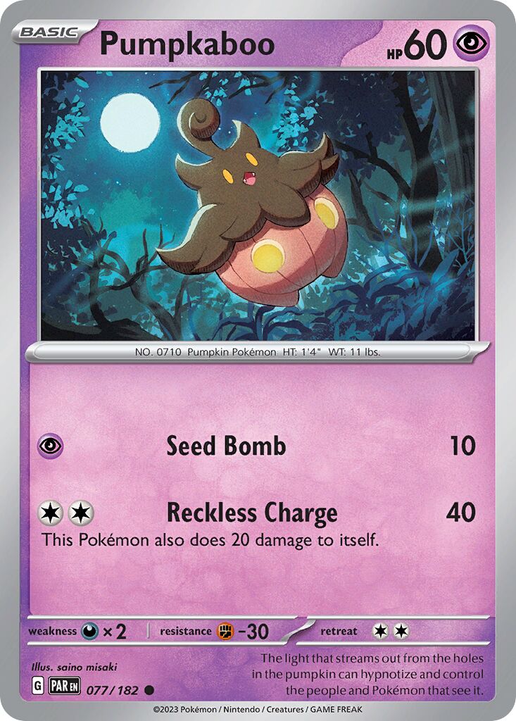 Pumpkaboo 077/182 — Paradox Rift (English Pokémon TCG card)