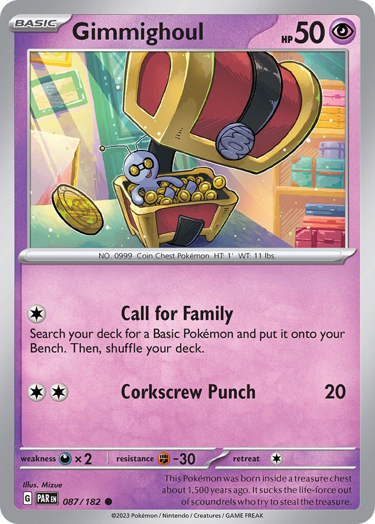 Gimmighoul 087/182 — Paradox Rift (English Pokémon TCG card)