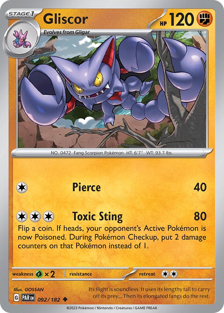 Gliscor 092/182 — Paradox Rift (English Pokémon TCG card)