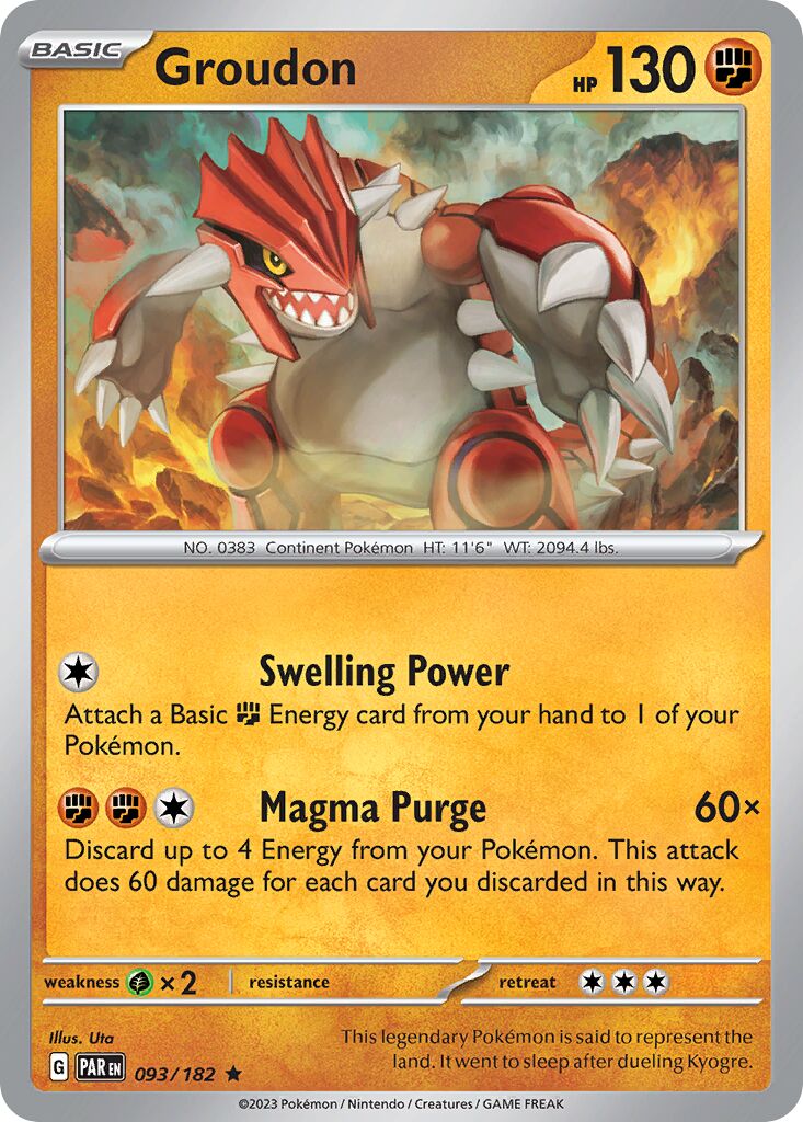 Groudon 093/182 — Paradox Rift (English Pokémon TCG card)