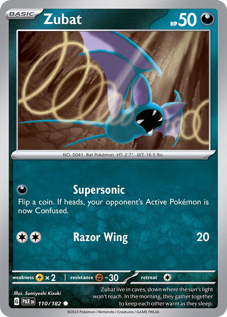 Zubat 110/182 — Paradox Rift (English Pokémon TCG card)