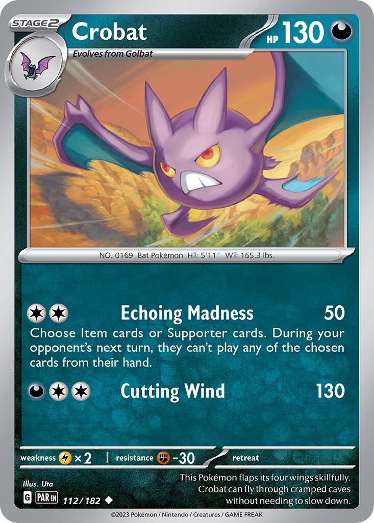 Crobat 112/182 — Paradox Rift (English Pokémon TCG card)