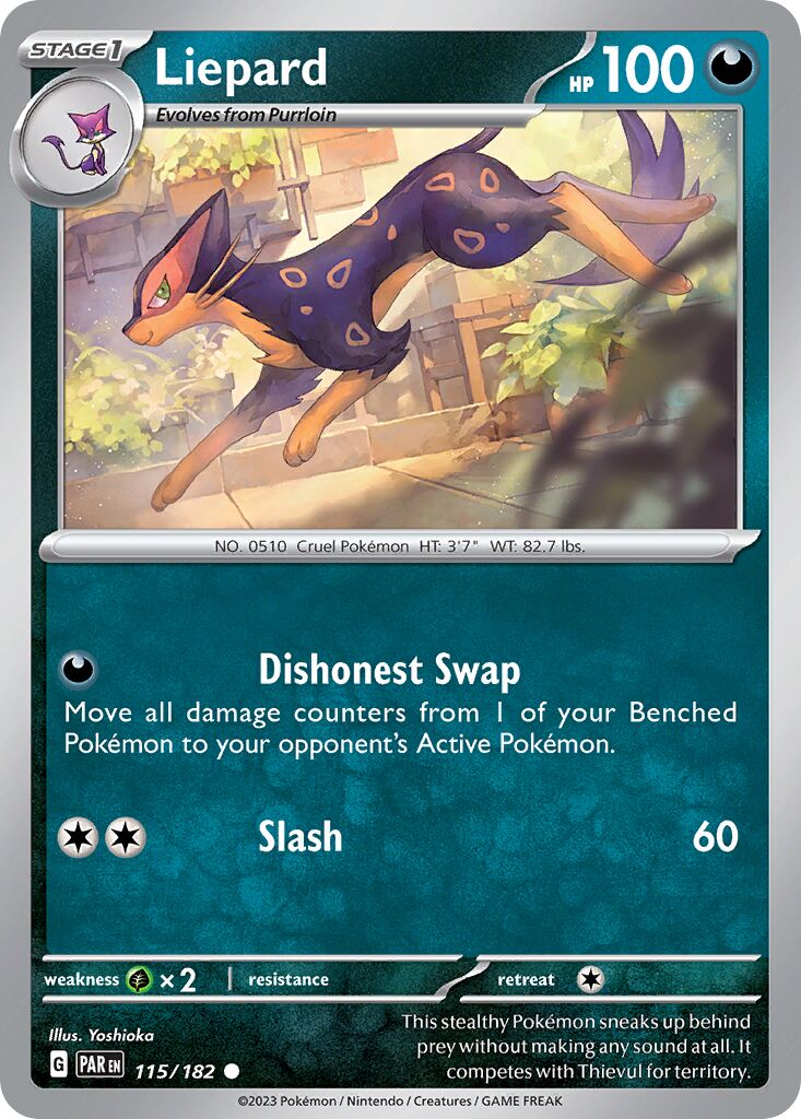 Liepard 115/182 — Paradox Rift (English Pokémon TCG card)
