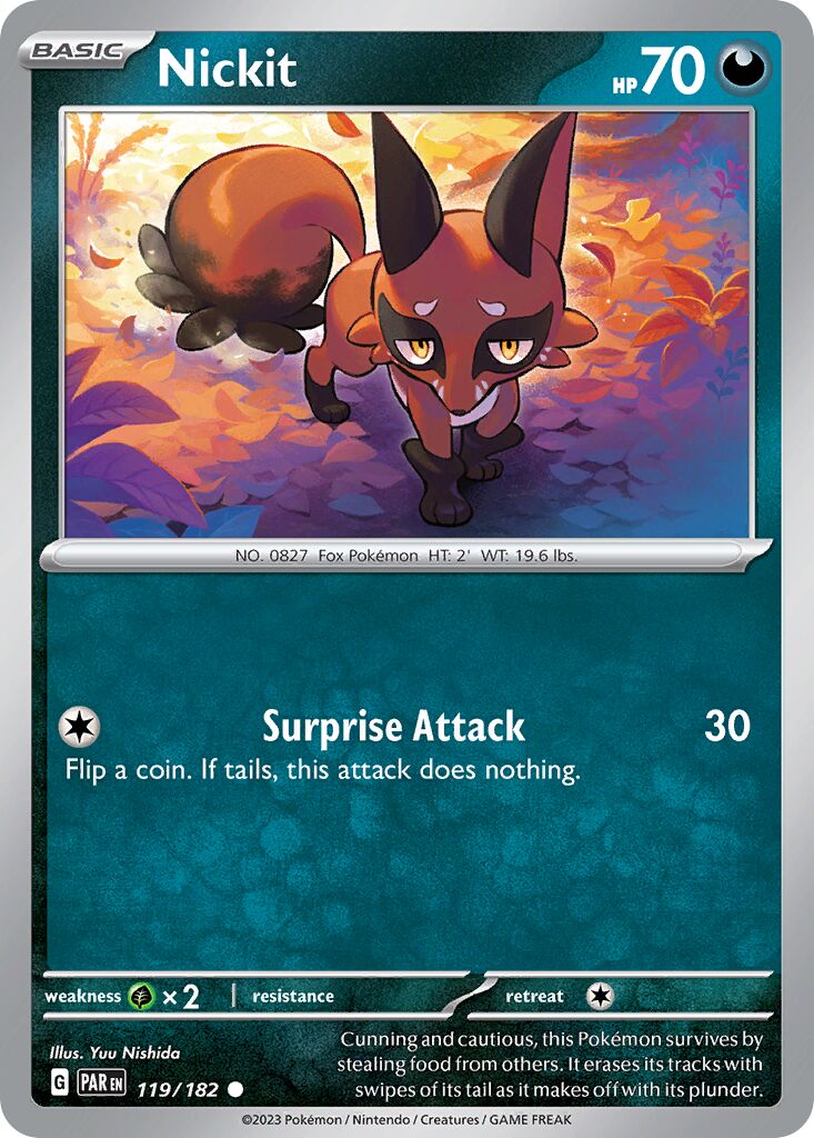 Nickit 119/182 — Paradox Rift (English Pokémon TCG card)