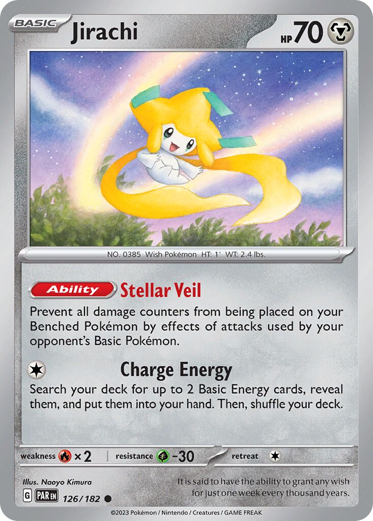 Jirachi 126/182 — Paradox Rift (English Pokémon TCG card)