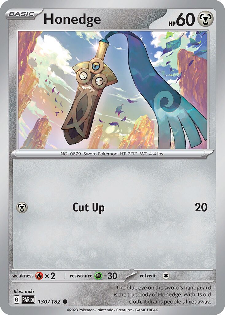 Honedge 130/182 — Paradox Rift (English Pokémon TCG card)