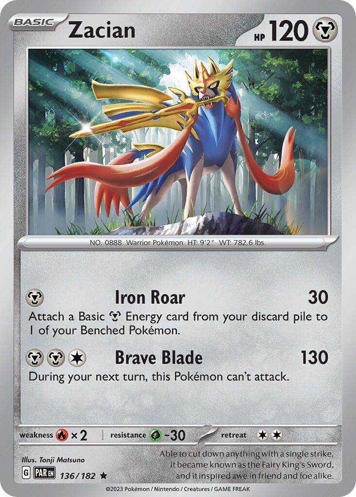 Zacian 136/182 — Paradox Rift (English Pokémon TCG card)