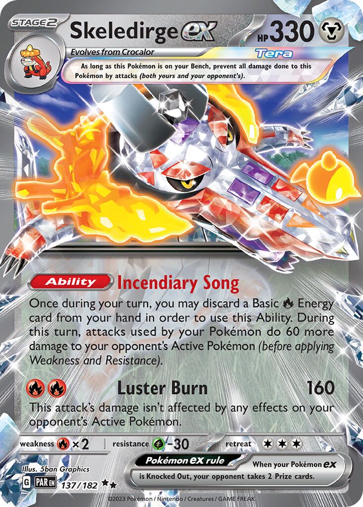 Skeledirge ex 137/182 — Paradox Rift (English Pokémon TCG card)