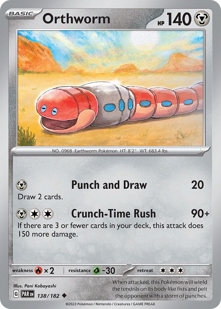 Orthworm 138/182 — Paradox Rift (English Pokémon TCG card)
