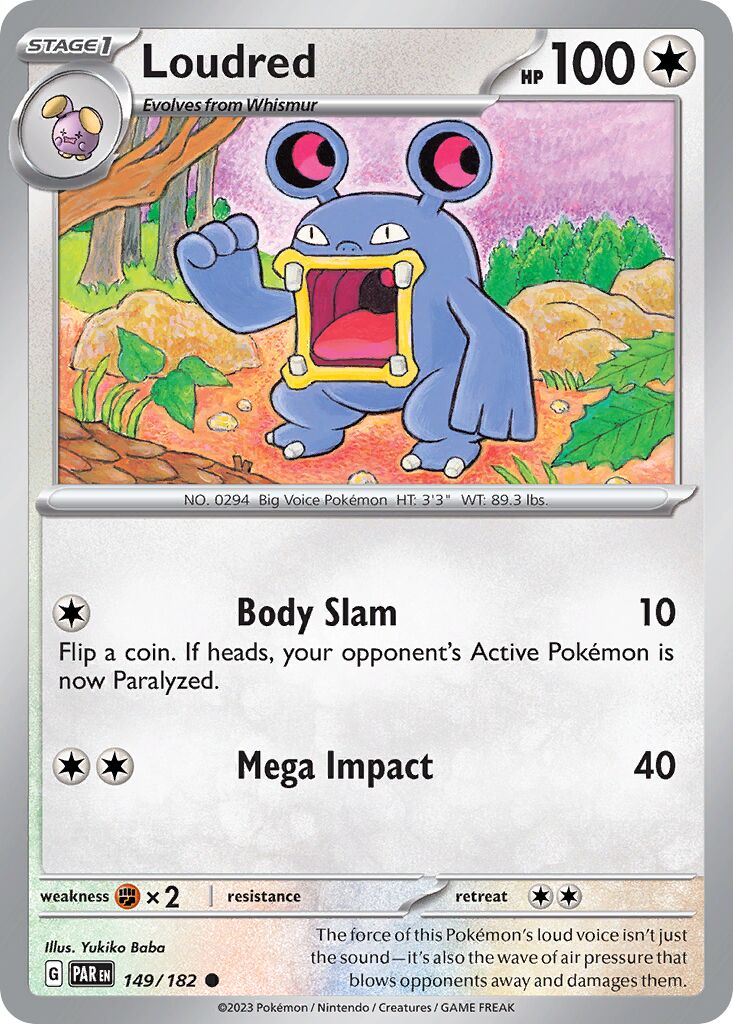 Loudred 149/182 — Paradox Rift (English Pokémon TCG card)