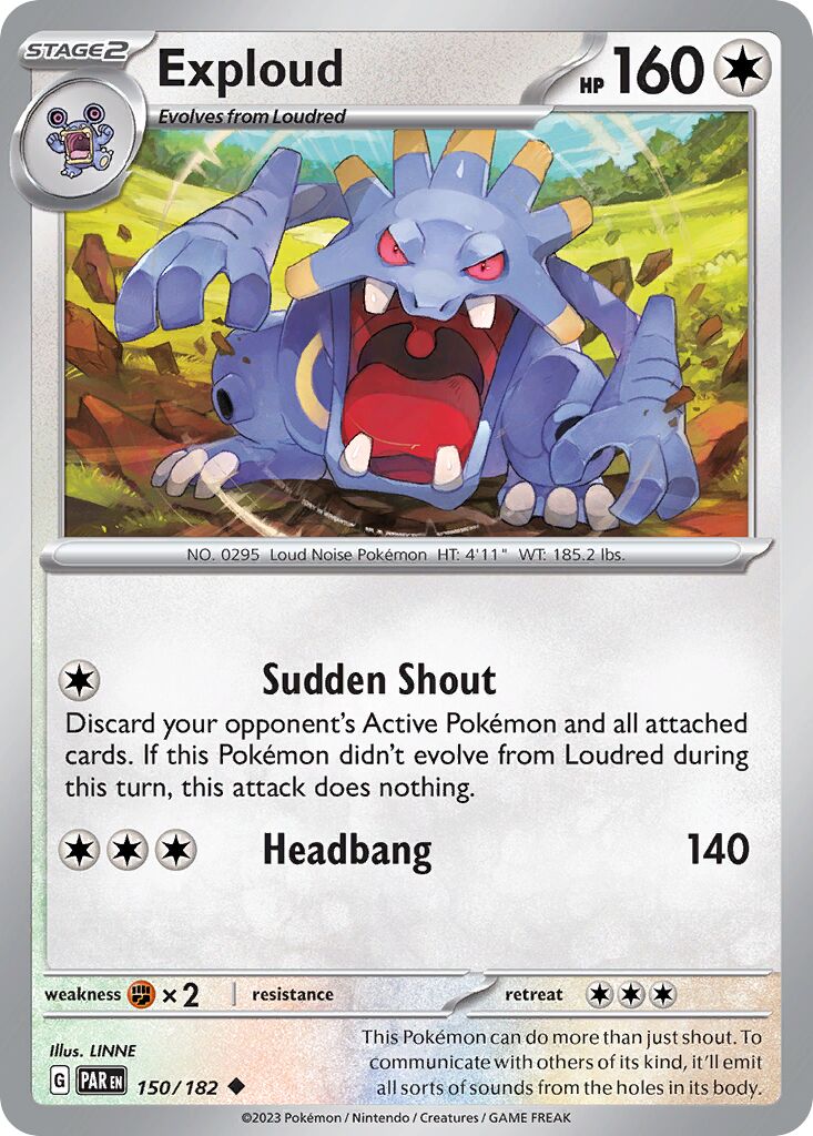 Exploud 150/182 — Paradox Rift (English Pokémon TCG card)