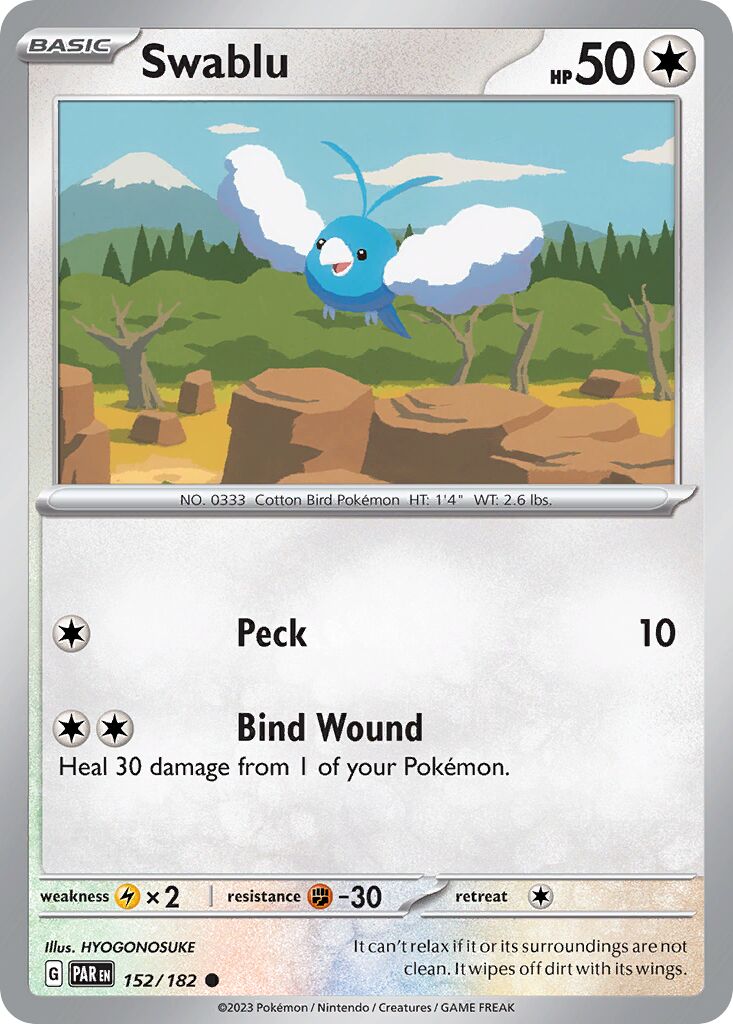 Swablu 152/182 — Paradox Rift (English Pokémon TCG card)