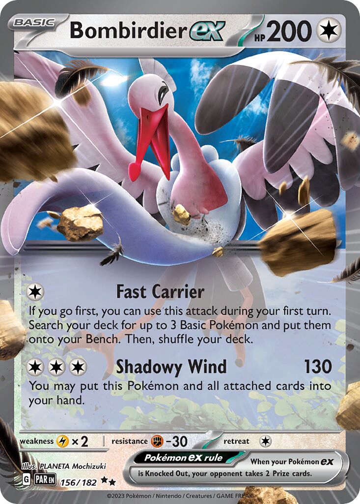 Bombirdier ex 156/182 — Paradox Rift (English Pokémon TCG card)