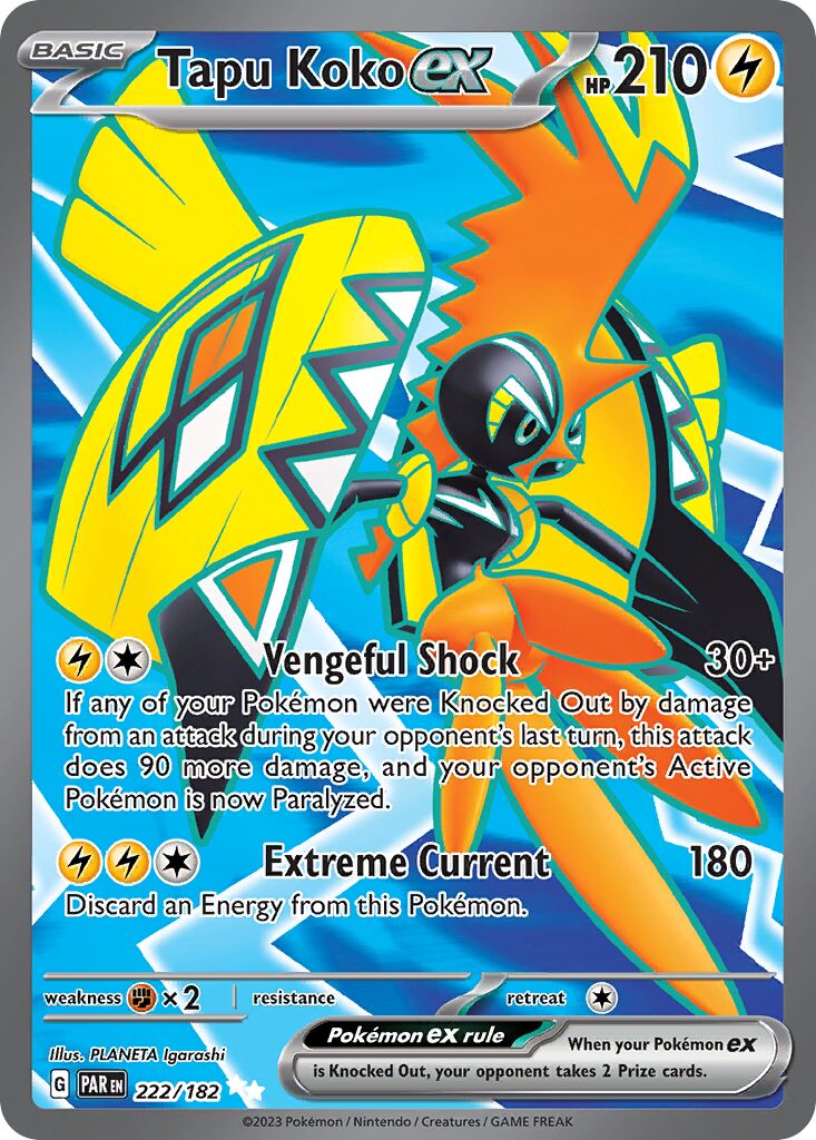 Tapu Koko ex 222/182 — Paradox Rift (English Pokémon TCG card)