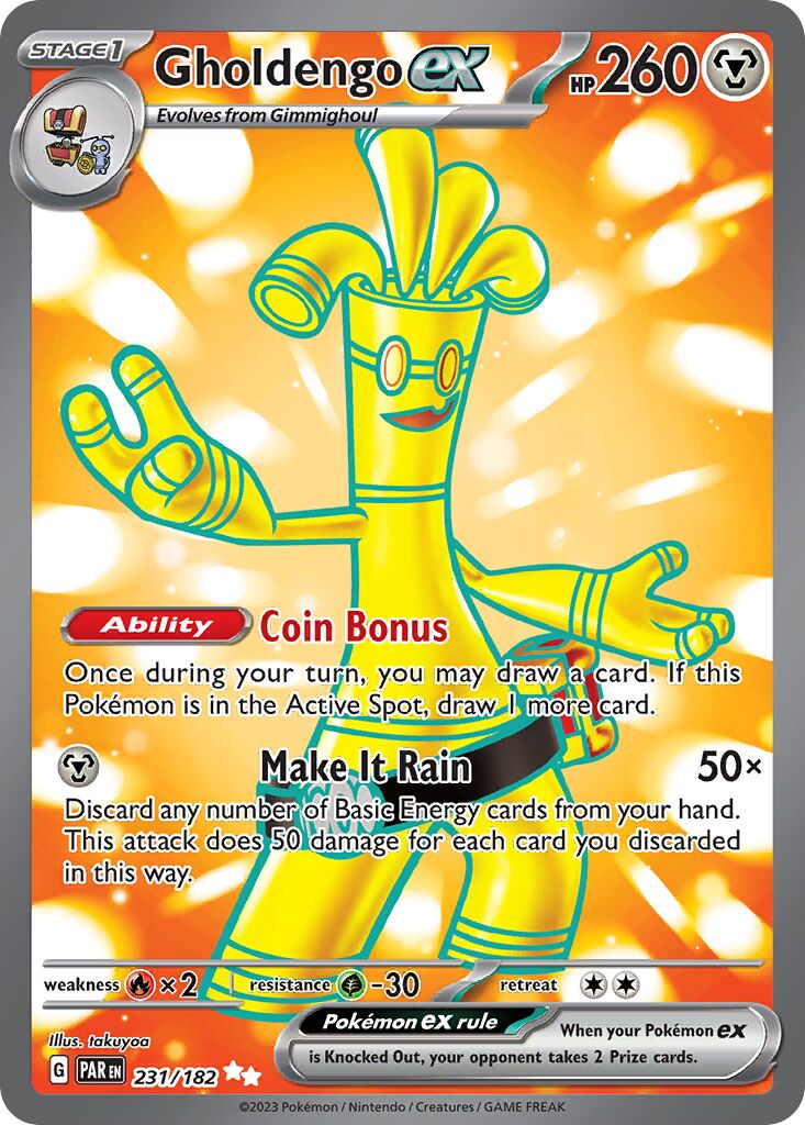 Gholdengo ex 231/182 — Paradox Rift (English Pokémon TCG card)