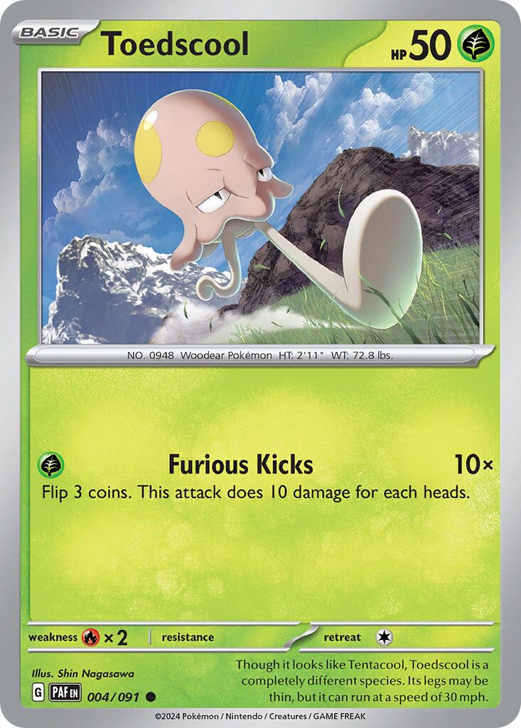 Toedscool 004/91 — Paldean Fates (English Pokémon TCG card)