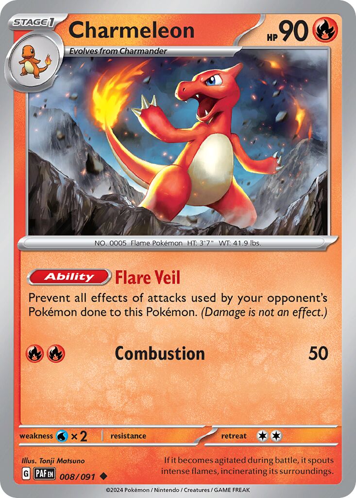 Charmeleon 008/91 — Paldean Fates (English Pokémon TCG card)
