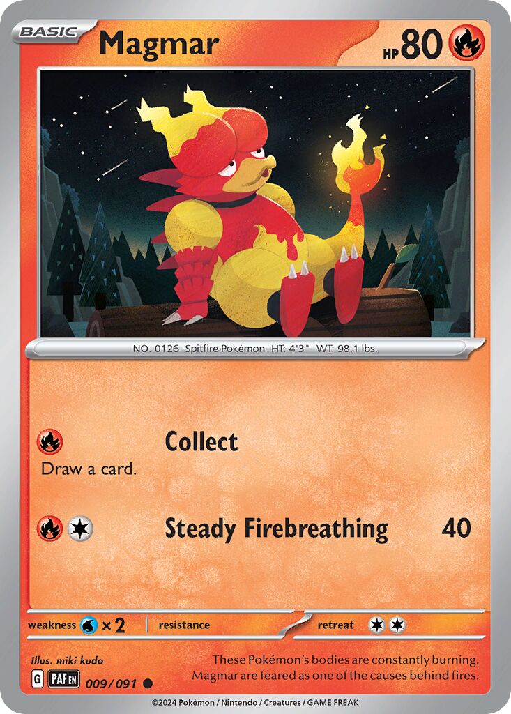 Magmar 009/91 — Paldean Fates (English Pokémon TCG card)