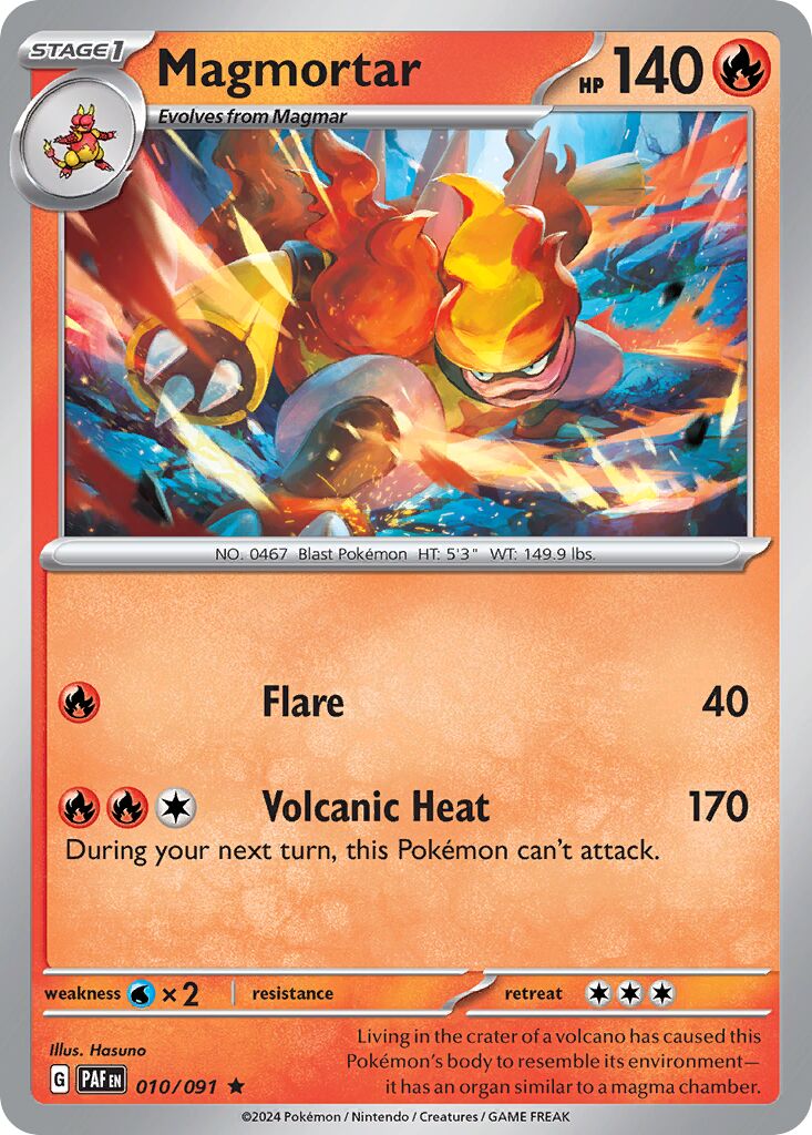 Magmortar 010/91 — Paldean Fates (English Pokémon TCG card)