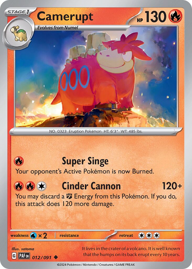 Camerupt 012/91 — Paldean Fates (English Pokémon TCG card)