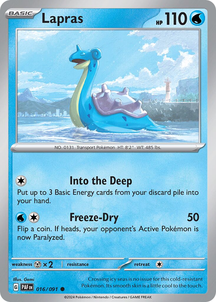 Lapras 016/91 — Paldean Fates (English Pokémon TCG card)