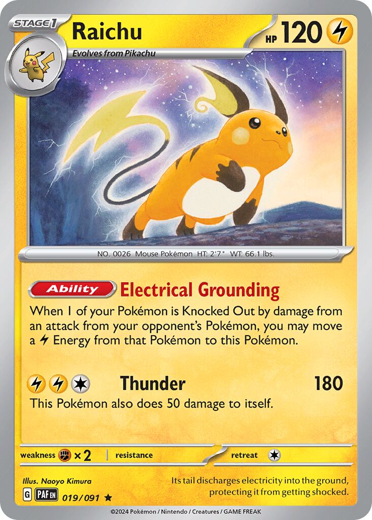 Raichu 019/91 — Paldean Fates (English Pokémon TCG card)