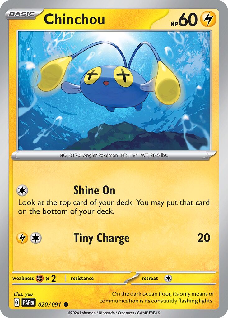 Chinchou 020/91 — Paldean Fates (English Pokémon TCG card)