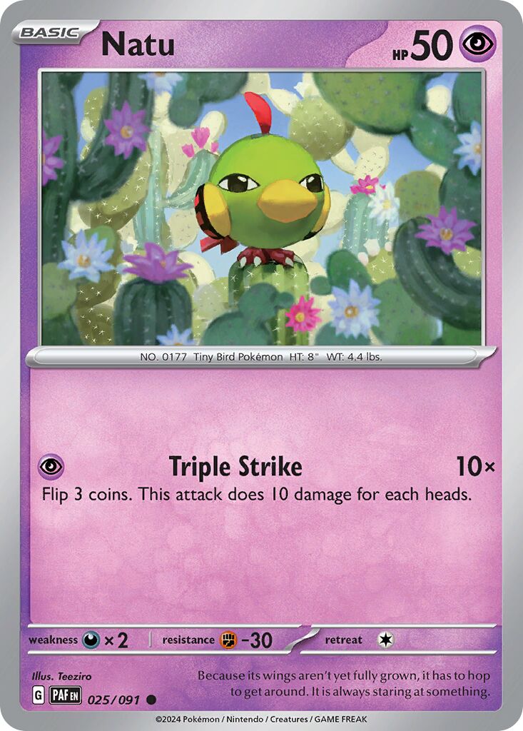 Natu 025/91 — Paldean Fates (English Pokémon TCG card)