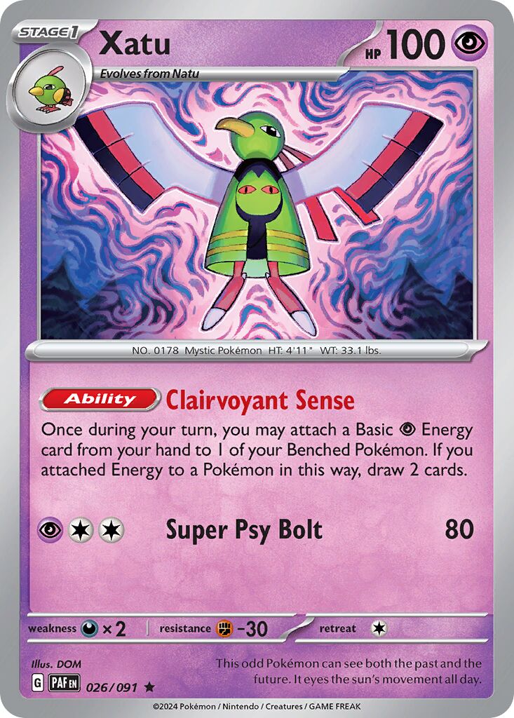 Xatu 026/91 — Paldean Fates (English Pokémon TCG card)