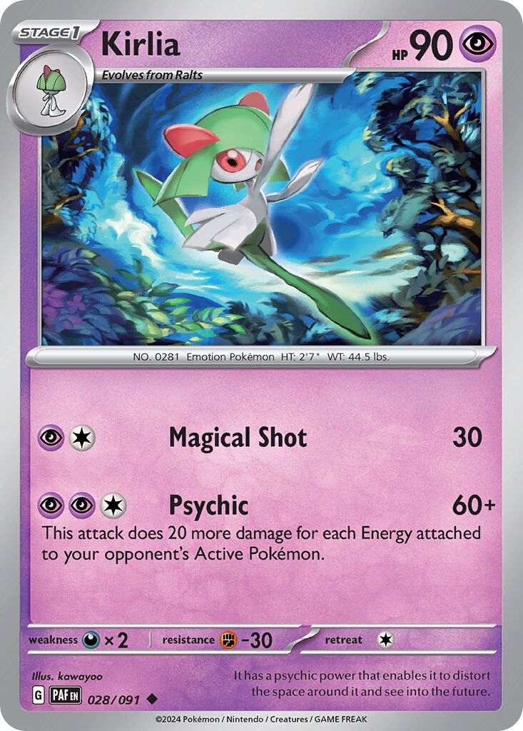 Kirlia 028/91 — Paldean Fates (English Pokémon TCG card)