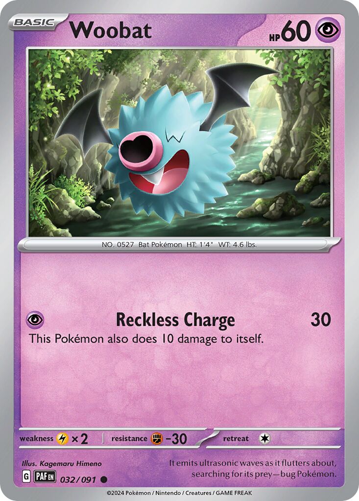 Woobat 032/91 — Paldean Fates (English Pokémon TCG card)