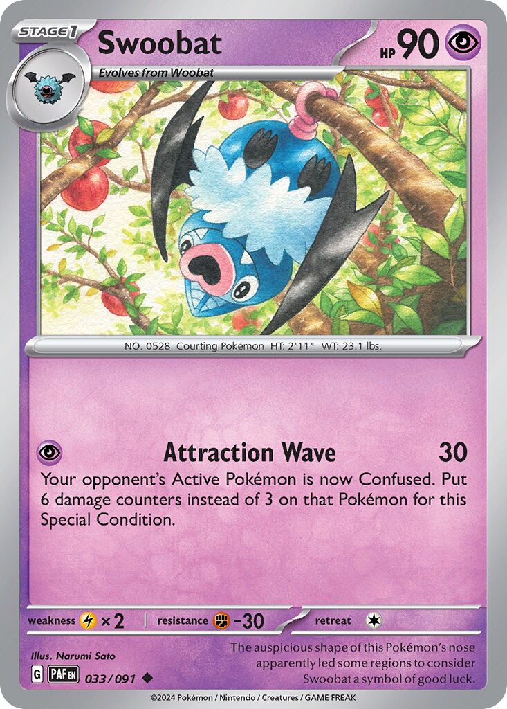 Swoobat 033/91 — Paldean Fates (English Pokémon TCG card)